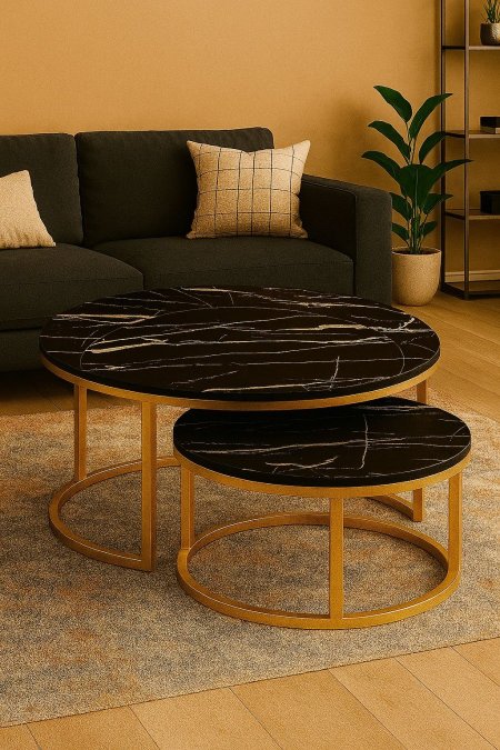 طاولة وسط قطعتين " ارجل ذهبي "